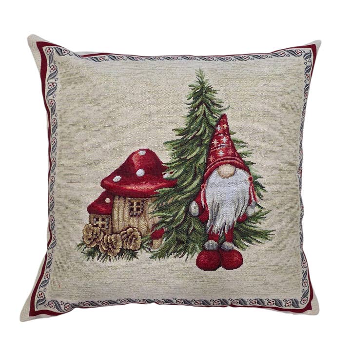 Gnome Santa Lurex Gobelin Pillowcase for wholesale by Lunaria Lab