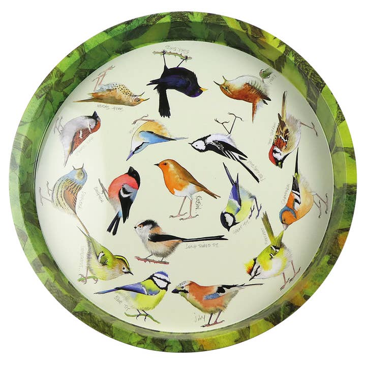 British Birds Round Tin Tray for wholesale by Emma Ball Ltd