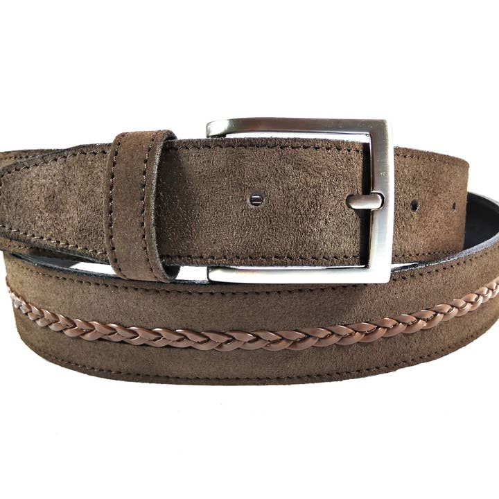 HANDGEMAAKTE HANDGEMAAKTE GEVLOCHTEN RIEM VAN NUBUCK voor wholesale door Creaciones Corpas