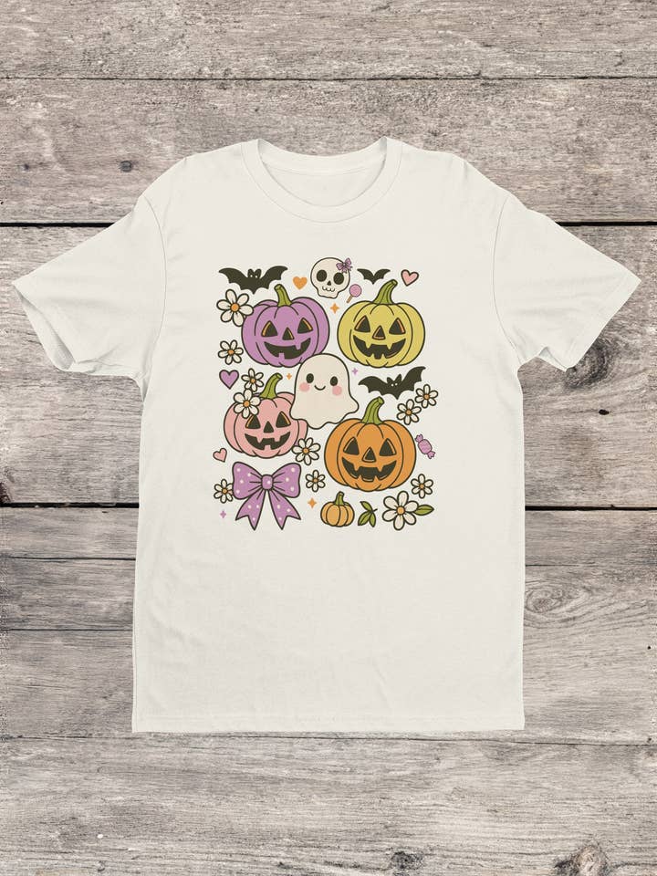 Kawaii Halloween Pumpkins and Ghost Men's T-shirt for wholesale by Swift Retail