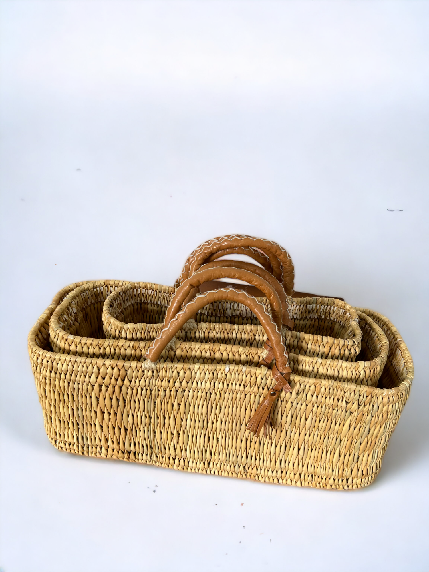 HandmadeBestSeller - Wholesale Mand - Rieten opbergmanden - leren handgrepen in 2 kleuren9