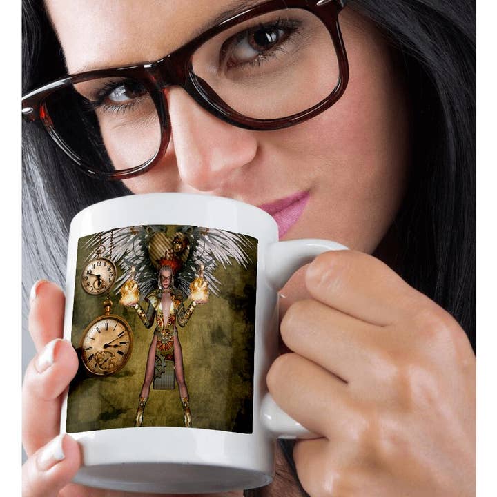 3dRose - Wholesale Coffee Mug - 3dRose, Steampunk lady with steampunk wings, Mug9