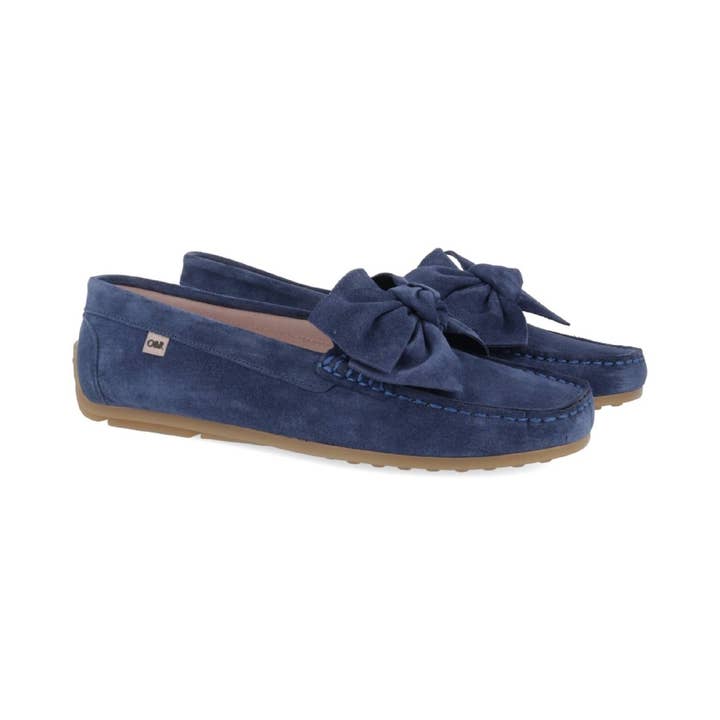 W-SUNDROR-INDIGO women's blue suede loafers for wholesale by Ortiz & Reed