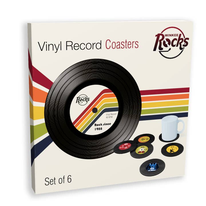 MAGS - Wholesale Coasters - Vinyl Rock glass coasters set of 6