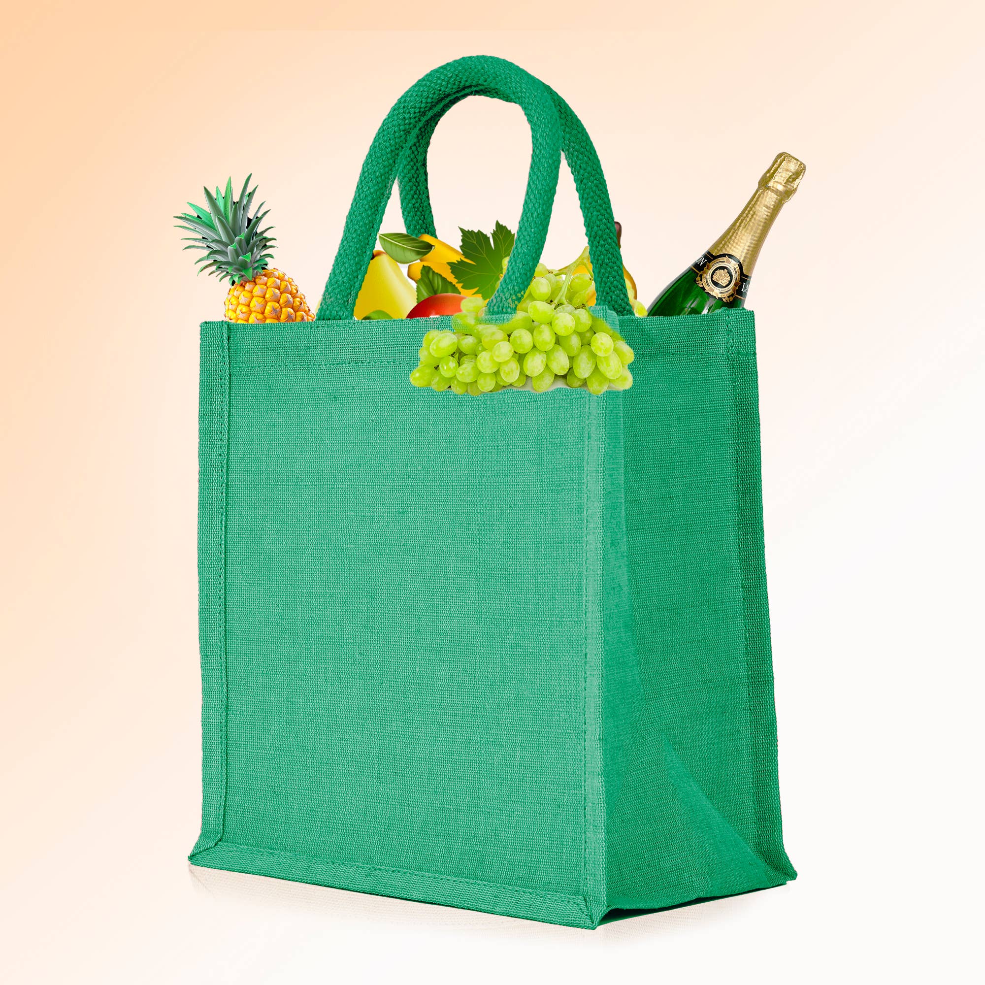 ecojutebags – Engroshandel Indkøbspose/indkøbstaske – 4 genanvendelige Juco-tasker med lomme og håndtag – 12x10x6 - Gave23