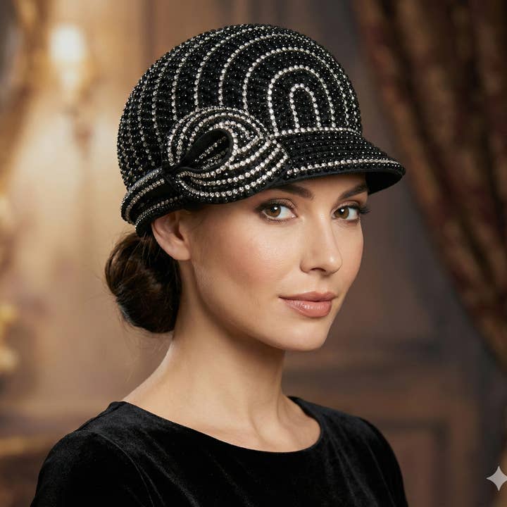 ST0760 - Women’s Blush Pink Beaded Straw Cloche Hat with Bow for wholesale by Maspros