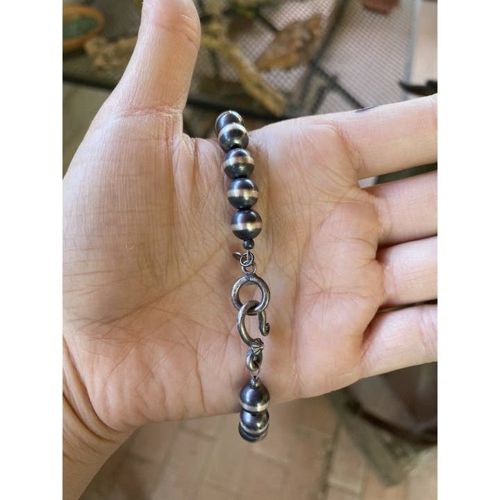 Nizhonitradersllc - Wholesale Beaded/Pearl Necklace - 8mm Sterling Silver Navajo Pearl Style Beaded Necklace