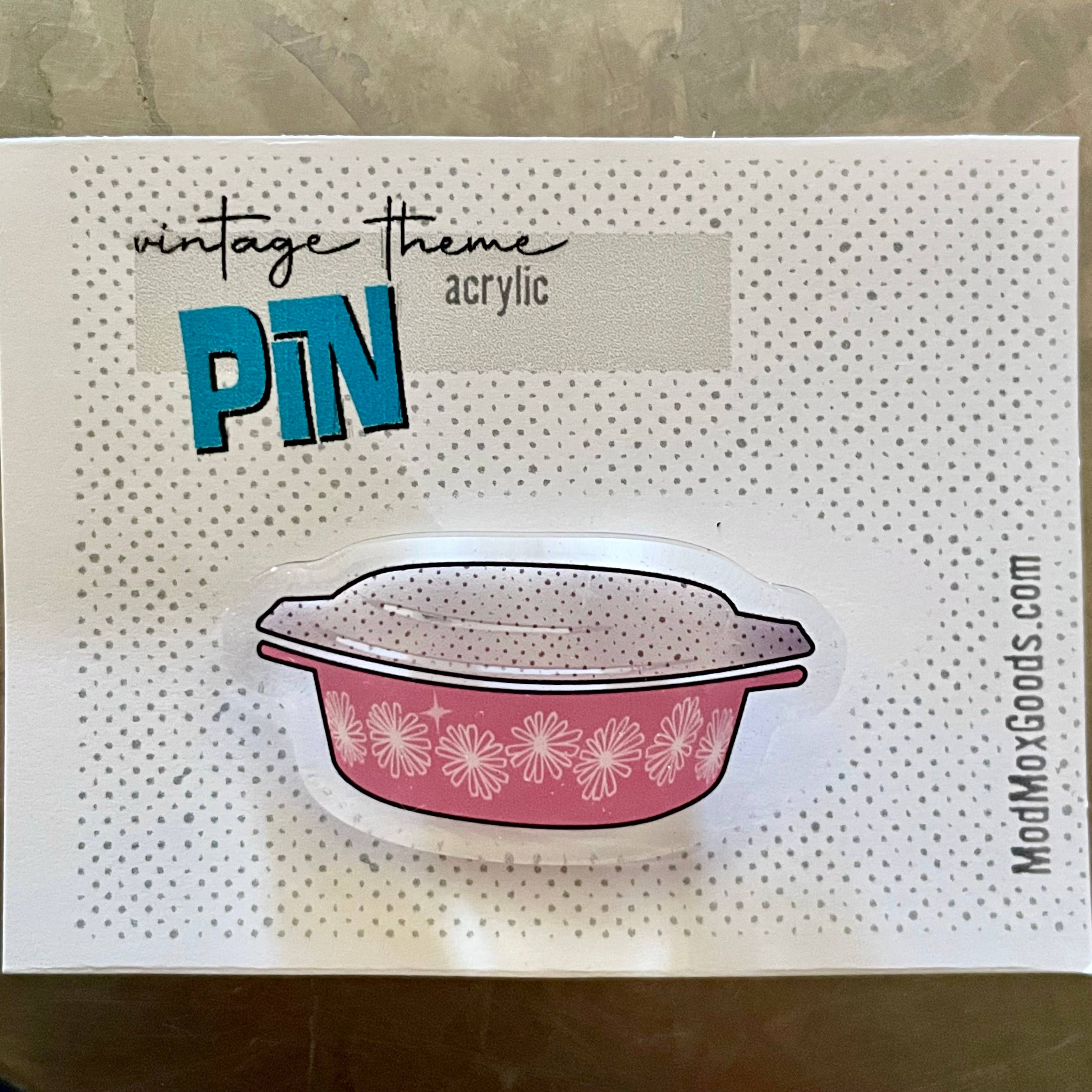 ModMoxGoods - Wholesale Brooch - PINS - vintage Pyrex theme acrylic with glitter Bar pin8