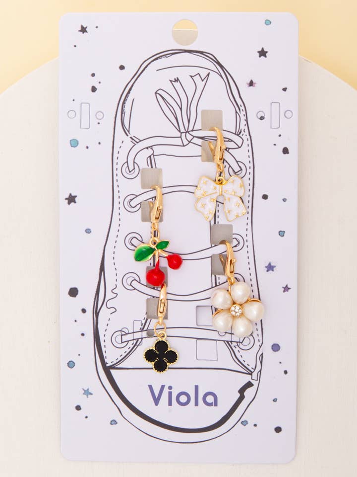 Cherry Theme Shoe Charm Set with Rhinestone for wholesale by SP Sophia Collection