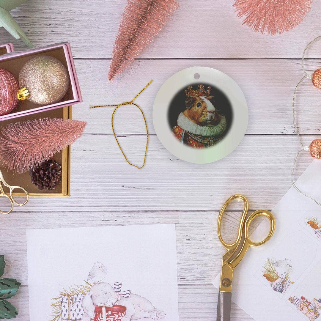 3dRose – Ornamento por atacado – 3dRose, Retrato Real de Porquinho-da-Índia, Majestade do Roedor, Ornamento5