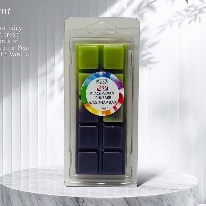 Black Plum & Rhubarb Wax Snap Bar for wholesale by Scent and Colour Boutique
