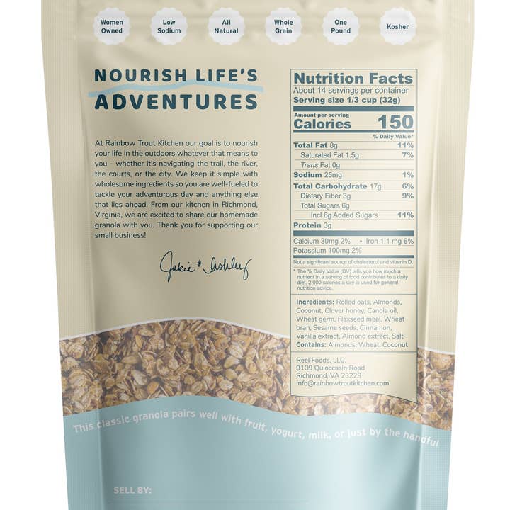Rainbow Trout Kitchen - Wholesale Granola - Rainbow Trout Kitchen Classic Granola, 16 oz.2