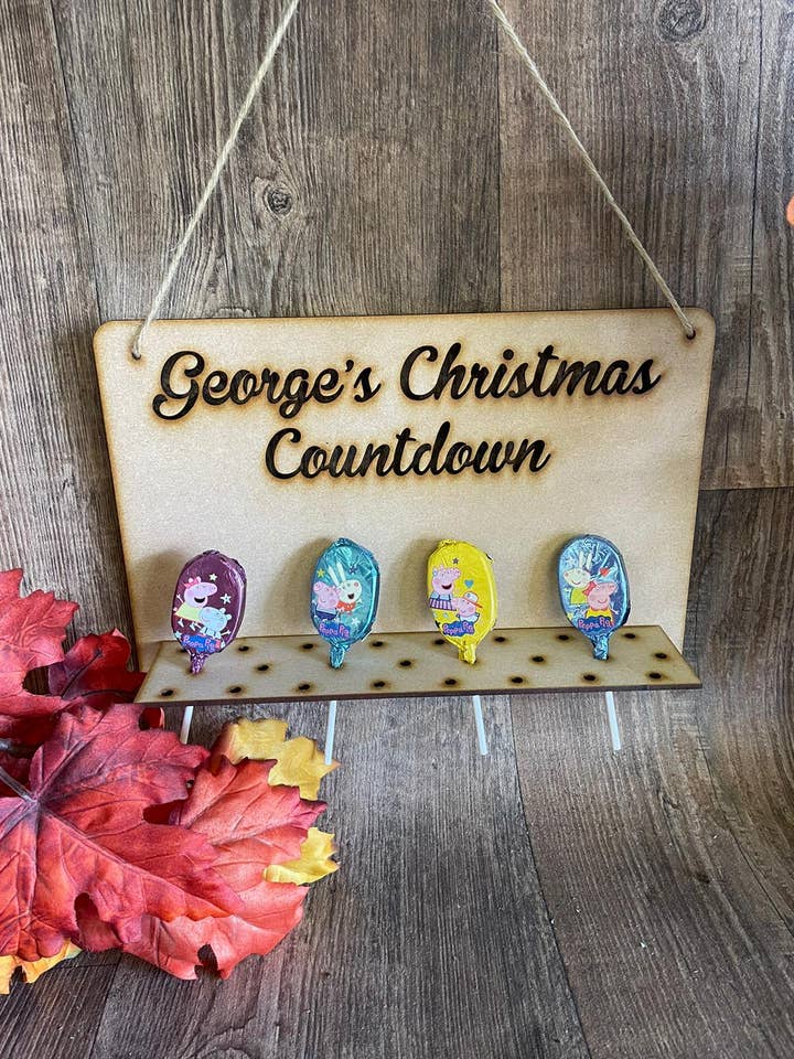 Personalised Christmas Countdown for Lollypops for wholesale by manchester laser cuts