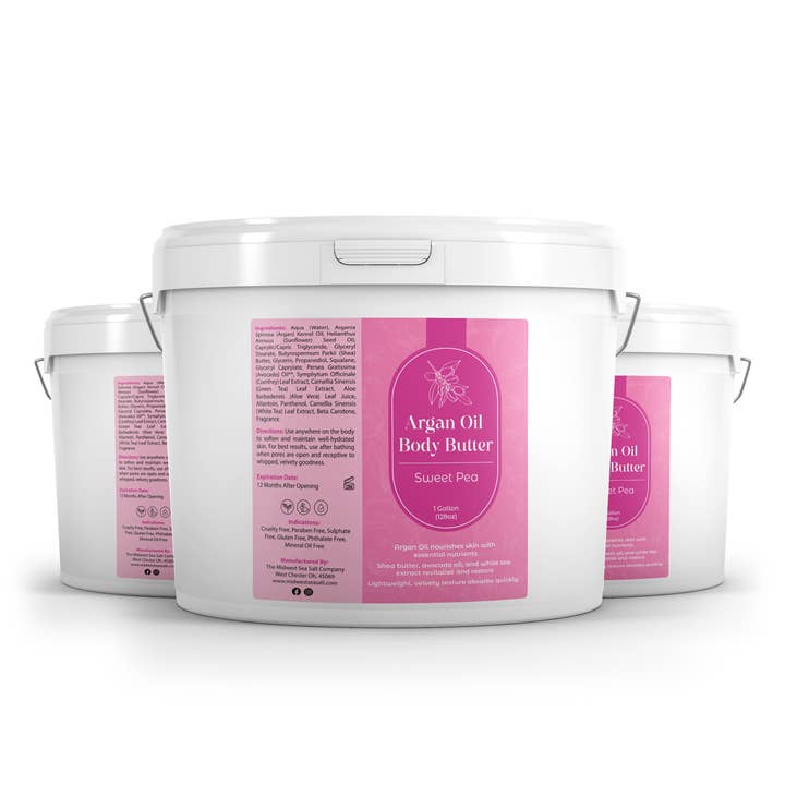 The Midwest Sea Salt Company - Wholesale Body balm/butter - Sweet Pea Argan Oil Body Butter - 1 Gallon2