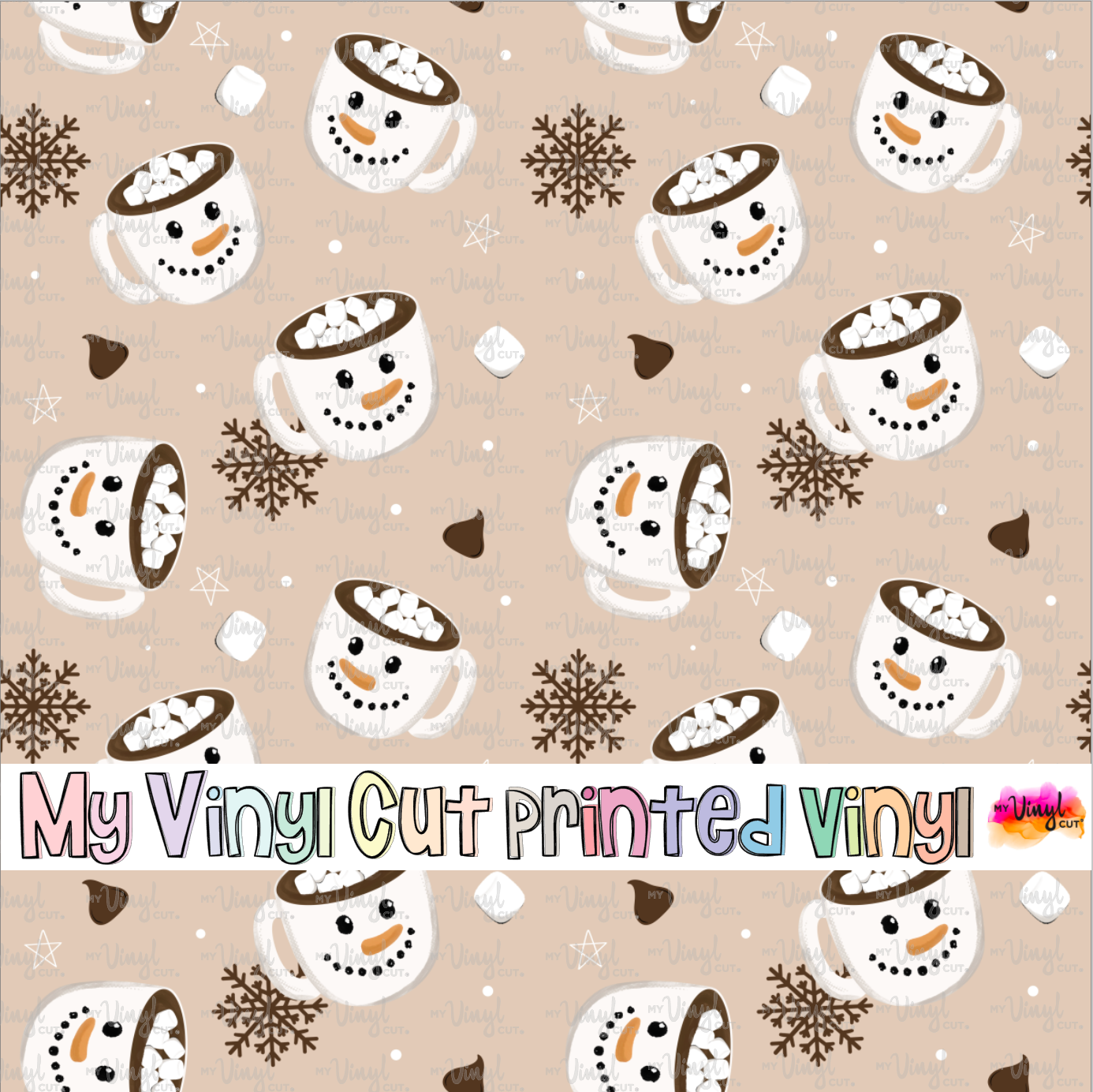 My Vinyl Cut - Wholesale Sublimation Transfer - Printed Vinyl HTV & Waterslide Hot Cocoa Christmas Patterns 12 x 12 inch sheet0