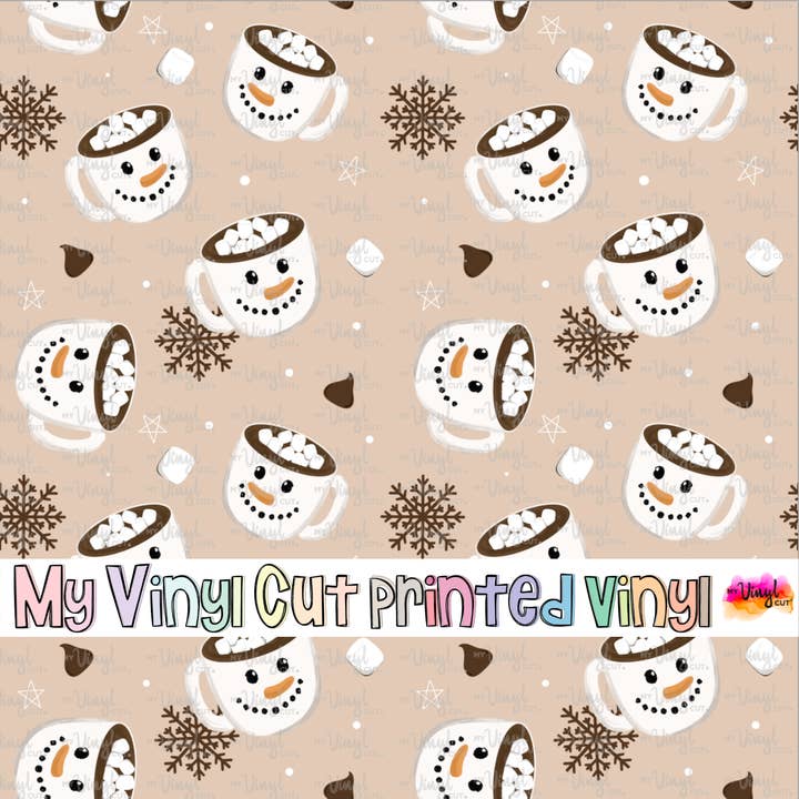 My Vinyl Cut - Wholesale Sublimation Transfer - Printed Vinyl HTV & Waterslide Hot Cocoa Christmas Patterns 12 x 12 inch sheet