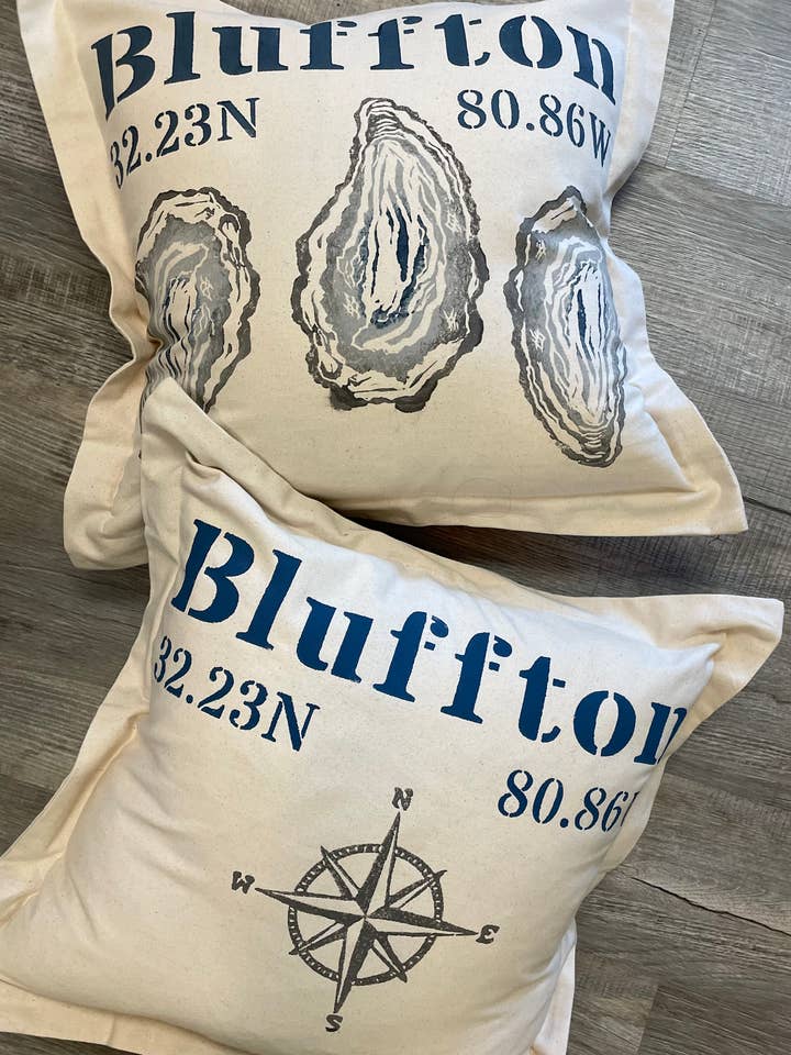 Custom Coordinates Heavy Natural Canvas Square Pillow COVER for wholesale by Lowcountry Linens