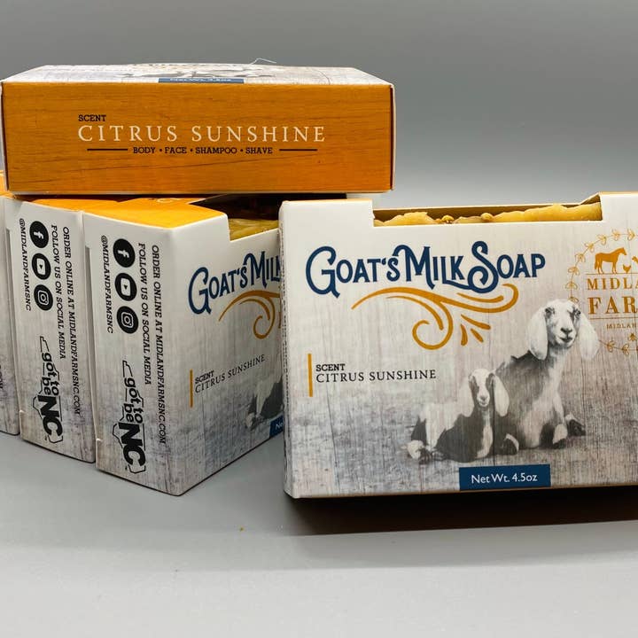 Citrus Sunshine Goat Milk Soap for wholesale by Midland Farms Goat Milk Soap