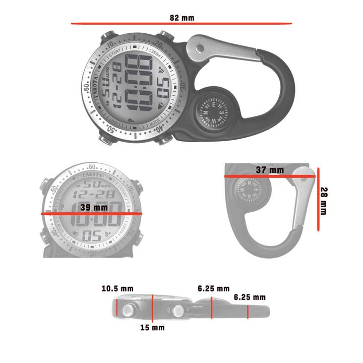 Dakota (Dakota Watch Company) – Engroshandel Armbåndsur - Herre – Dakota Digital klipsur, alarm, stopur, timer og kompas