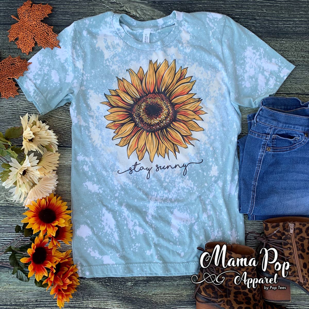 Mama Pop Apparel - Wholesale Screen Printed T-Shirt - Women's - Stay Sunny Unisex Bleached Unisex Tee