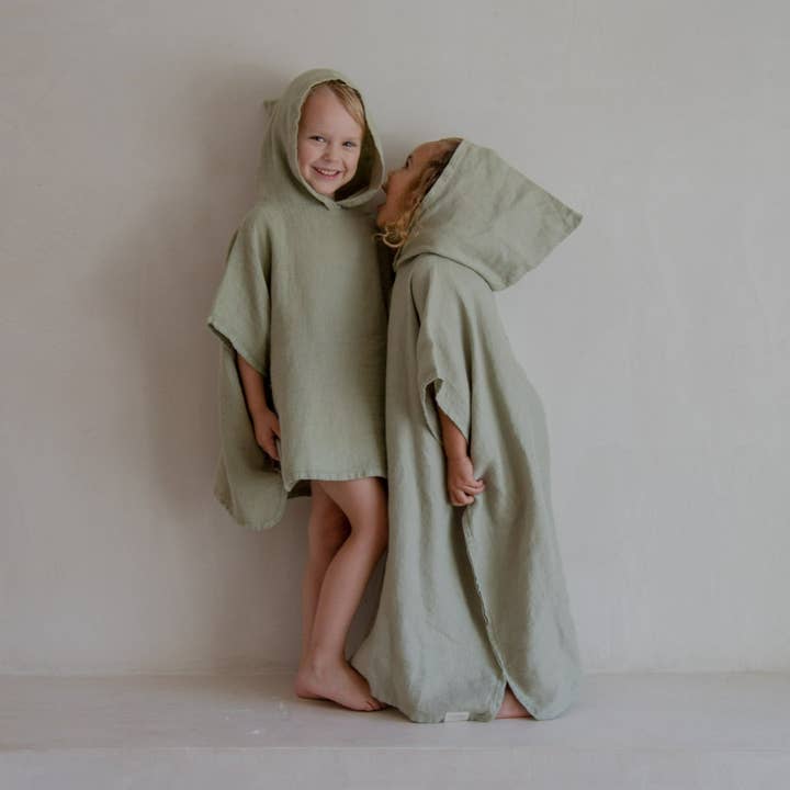 Sage Linen Fine Waffle Poncho Kids Beach Pool Towel for wholesale by lekokko