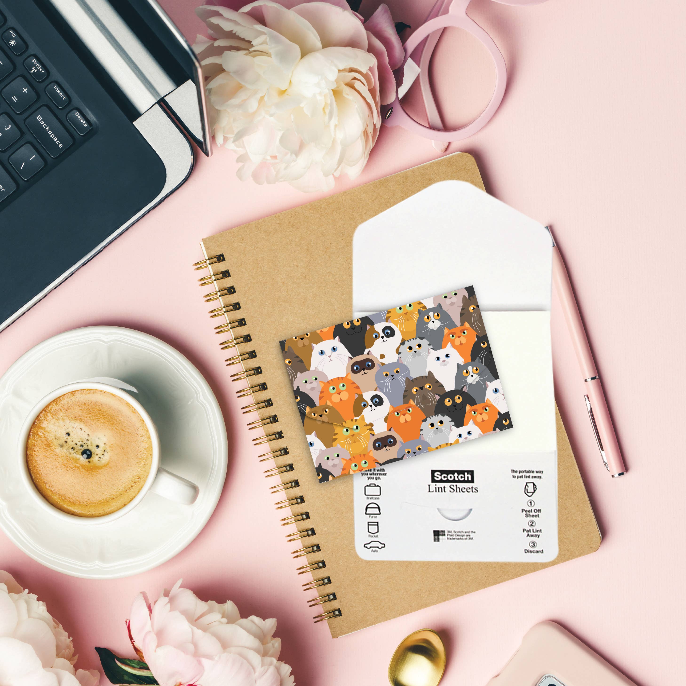 Post-it® Notes Design Series - Wholesale Lint Roller - Scotch™ Lint Sheets Pocket Pack  - So Many Cats lint remover1