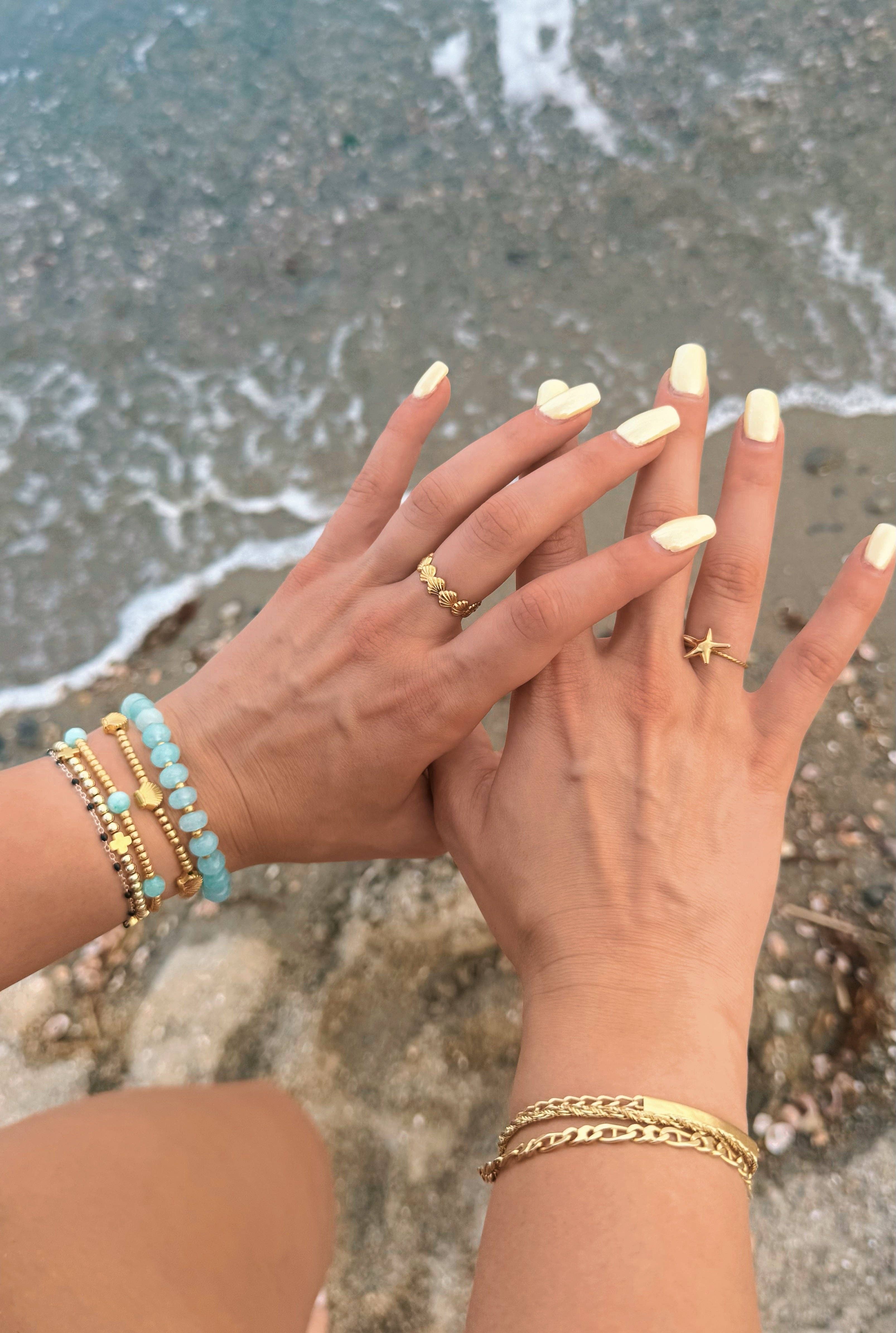 Salt & June - Wholesale Beaded Bracelet - Gold Seashell Beaded Bracelet6