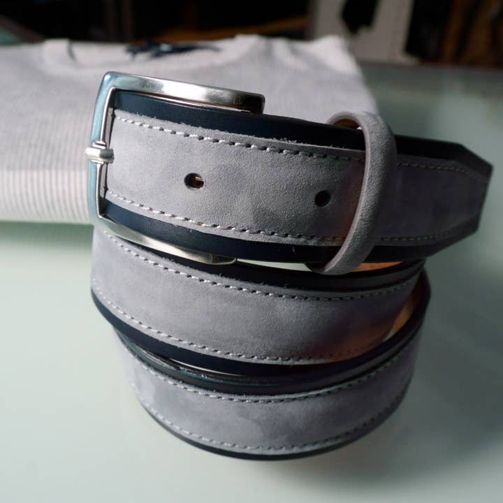 Tailorbelt - Wholesale Belt - Men's - Deep Blue and light gray nubuck men's sports belt2