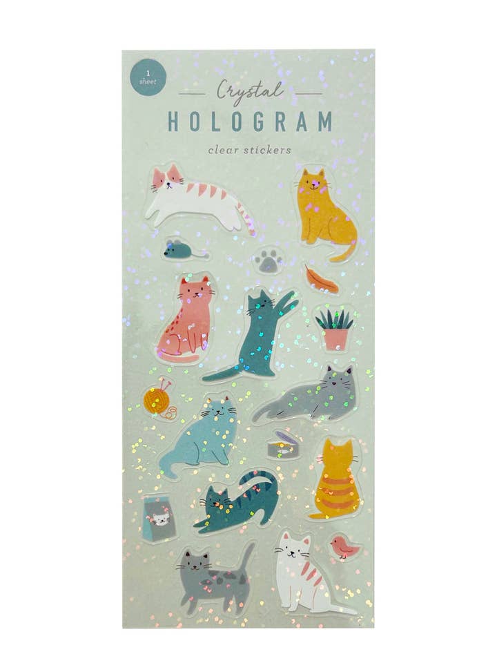 Doorzichtige stickers met kristalhologram voor katten voor wholesale door Girl of All Work