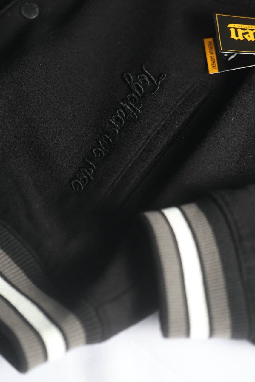 BLACK Art Scholar Varsity Jacket for wholesale on Faire10