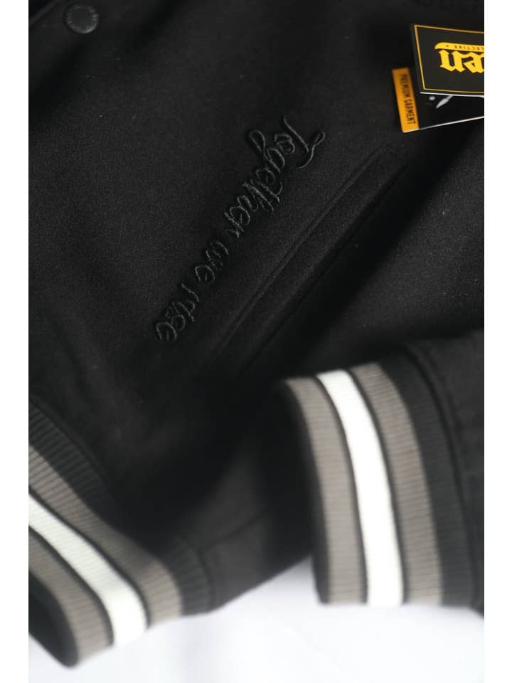 BLACK Art Scholar Varsity Jacket for wholesale on Faire10