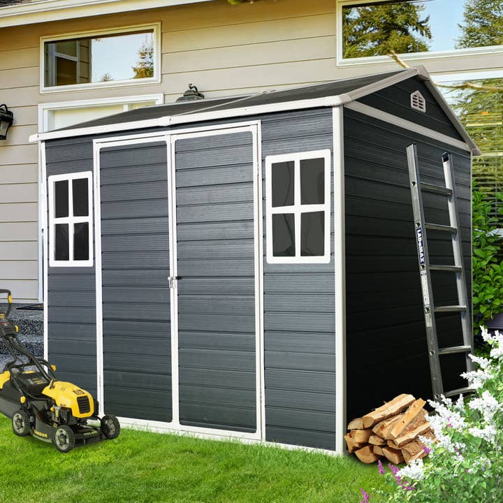 39F Inc. - Wholesale Outdoor Ornament/Decor - Outdoor Storage Shed with Double Doors and Windows for Tools