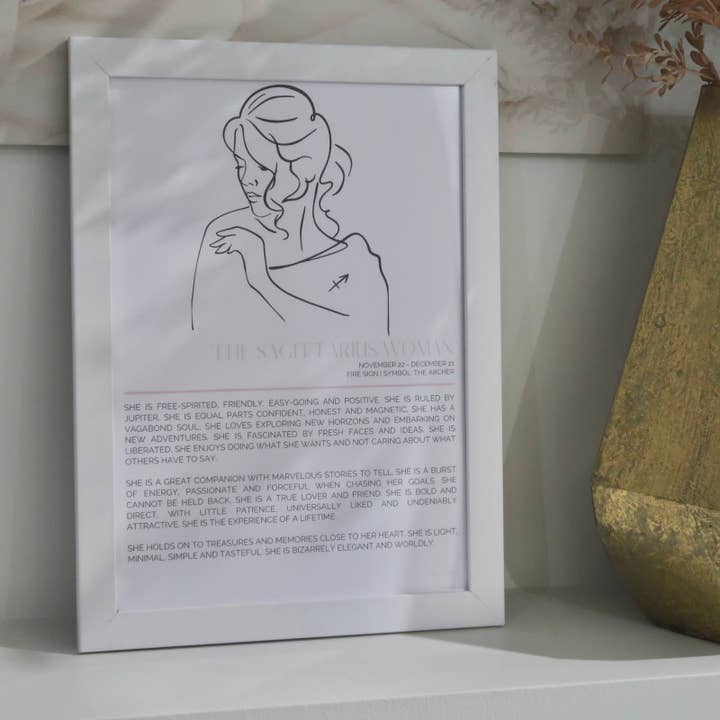 Sagittarius Zodiac Framed Print (A4) for wholesale by By Laura Henao