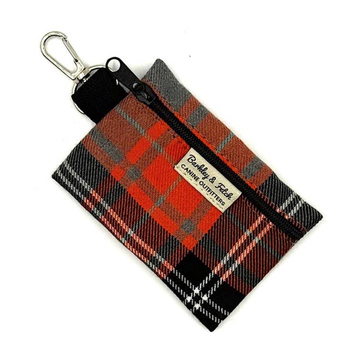 Orange and Grey Tartan Poo Bag Holder for wholesale by Barkley and Fetch