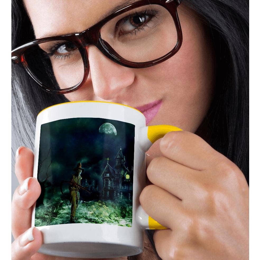 3dRose - Wholesale Coffee Mug - 3dRose, Grim Reaper with Haunted House, Mug1