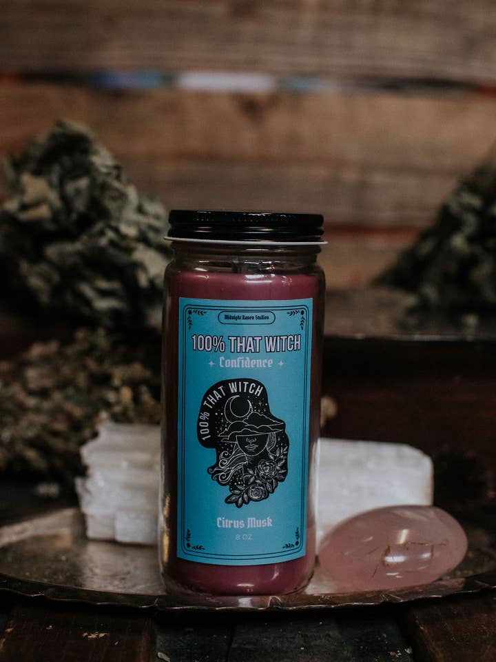 Vela 100% Aquela Bruxa – Cítrico & Almíscar (8oz) por atacado de Midnight Raven Studios