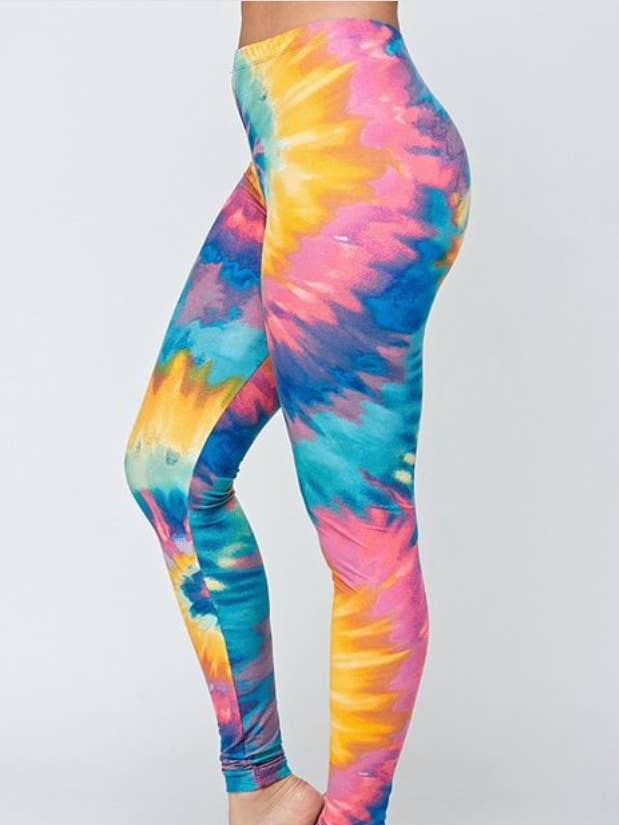 Legging Curvy Coloré Starburst Tie Dye Grande Taille pour la vente par Love 4 Leggings