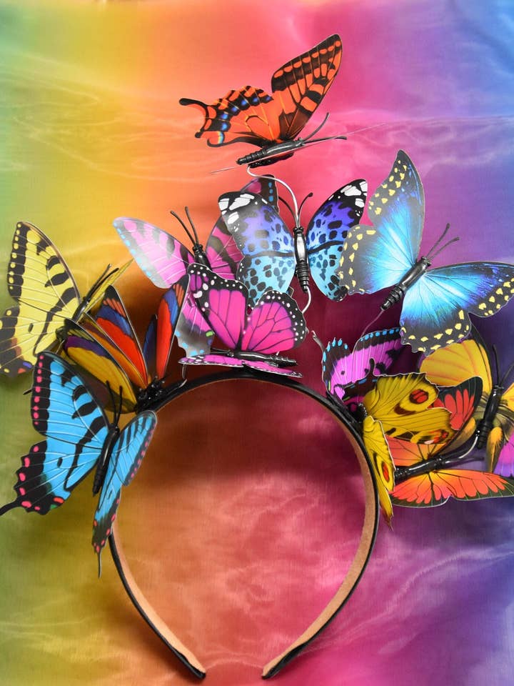 Rainbow Butterfly Headband: Customizable Festival Crown for wholesale by Shutterhaus