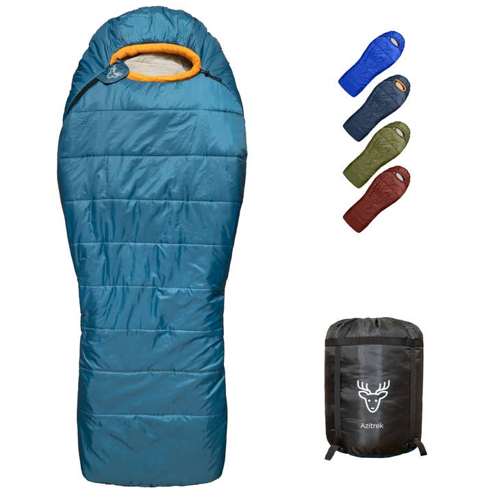 Azitrek - Wholesale Sleeping Bag - Kids - 0 Degree Camping Sleeping Bags For Adult XL (Side-sleeper Friendly) - Alpine Blue
