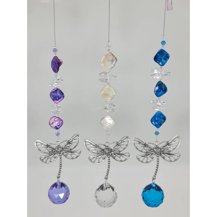 Gifts N Crystals - Wholesale Suncatcher - Dragonfly Suncatcher, medium size with shell beads DFSC11