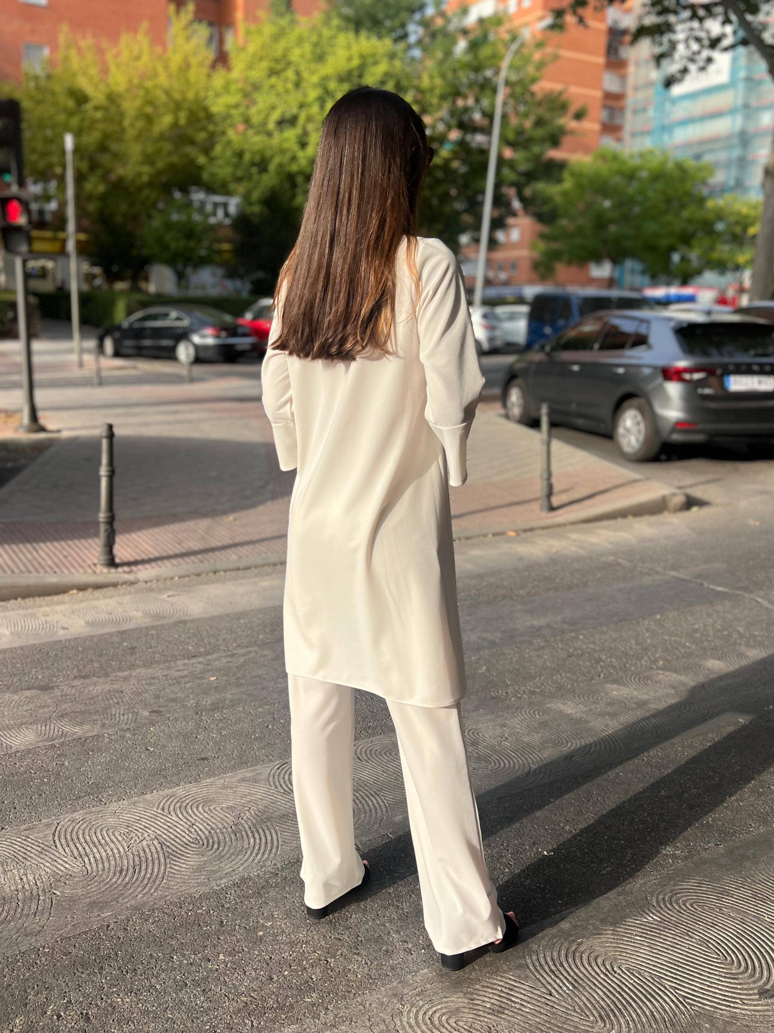 Julie d orleac - Wholesale Top & Pant Set (NOT Loungewear) - Women's - Long tunic and pants set in raw neocrepe2