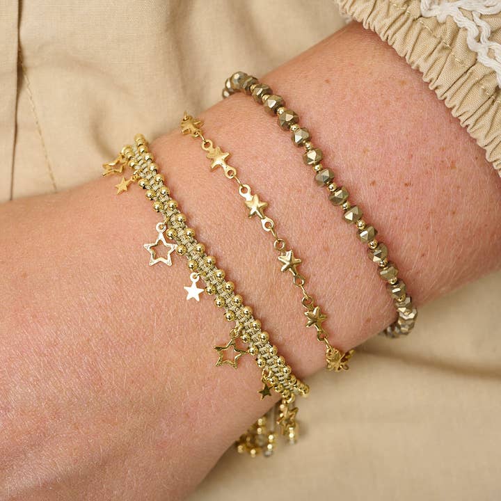 Pomona Taupe & Guld Stablearmbånd for engroshandel hos Boho Betty