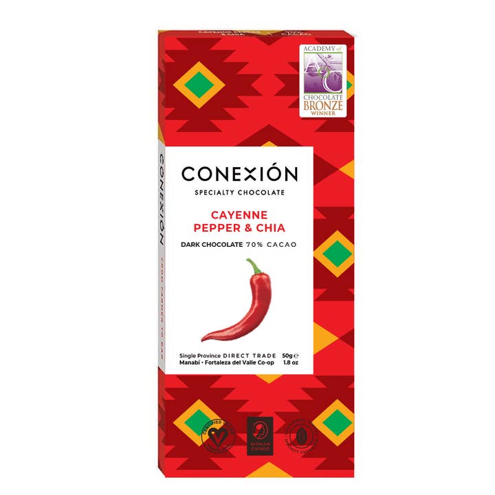 Piment de Cayenne & Chia 70% pour la vente par Conexión Chocolate