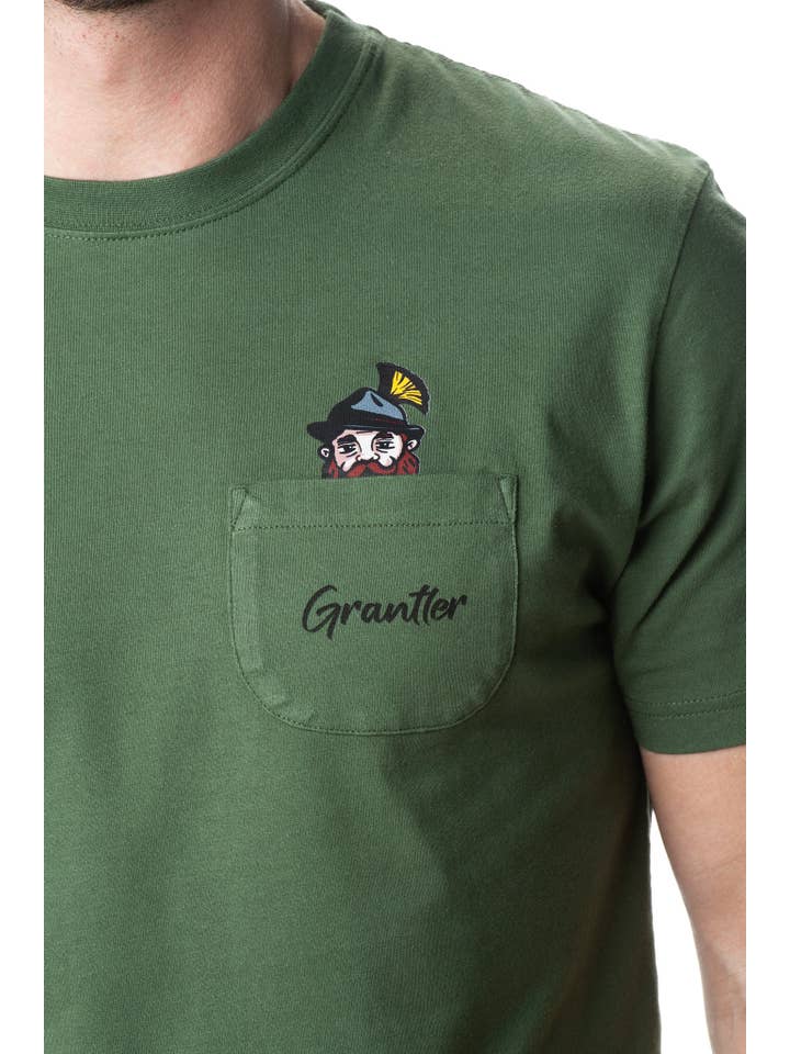 Buadep – Großhandel T-Shirt – Herren – Unisex T-shirt “Grantler pockets” olive green organic cotton