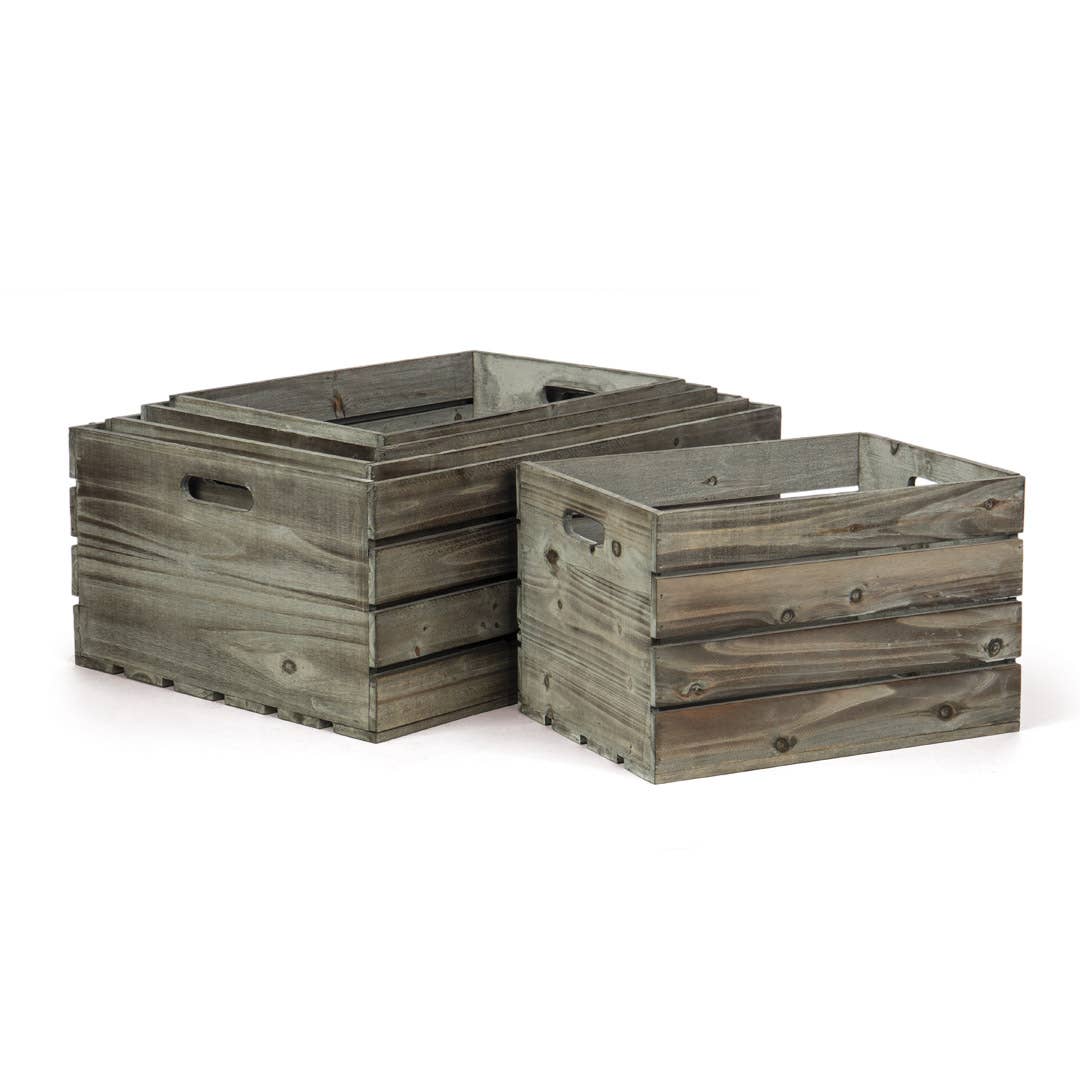 Willow Group - Wholesale Planter Box - S/5 RECT WOOD CRATES-GREY2