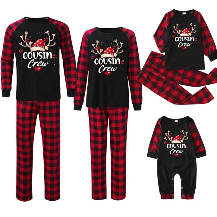PatPat Matching - Wholesale Sleepwear Set - Unisex - Family Matching Cousin Crew Buffalo Plaid Christmas Pajamas2