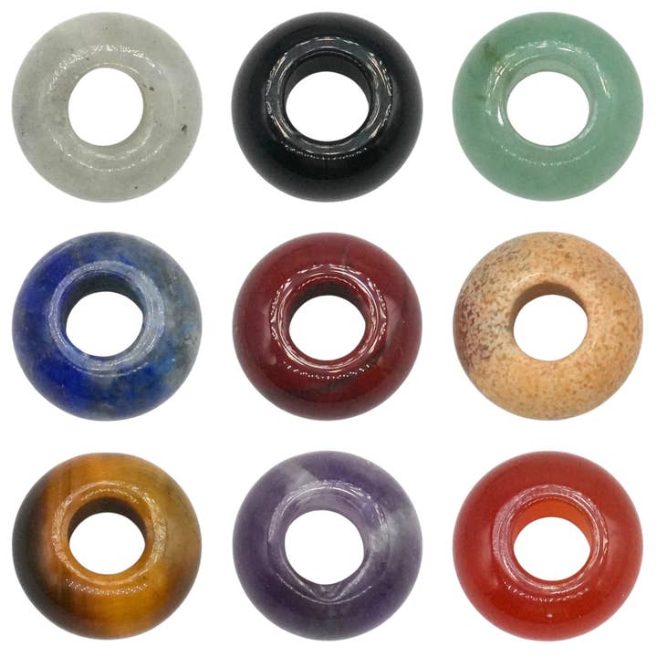 Set van 10 natuursteen donuts – 5 mm gat, 6 mm dikte (13 stenen beschikbaar) voor wholesale door Foliesbijoux
