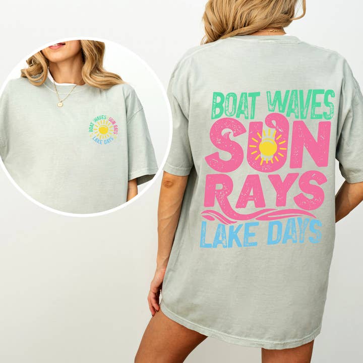 Refinery Number One LLC - Wholesale T-Shirt (Graphic) - Unisex - Lake Bum, Sun Rays, Lake Days Boat, Summer T-Shirt1