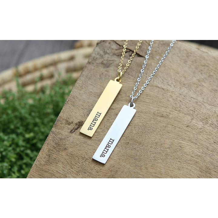 Jennifer Dahl Designs LLC - Wholesale Pendant/Charm Necklace - Mama Engraved Bar Necklace