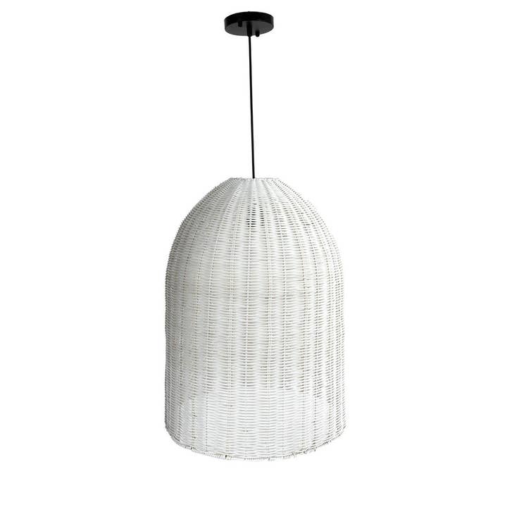 Campana Rattan White Chandelier for wholesale by LOOMLAN